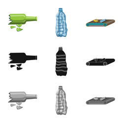 isolated object refuse and junk logo set vector image