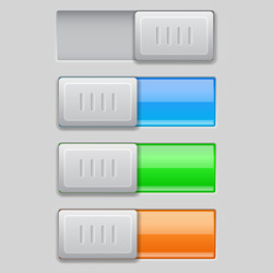 On and off toggle switch buttons colored 3d icons vector