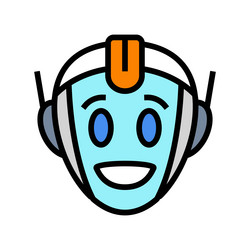 robot face smile social robotics color icon vector image