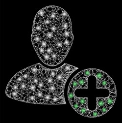 bright web mesh add user with lightspots vector image