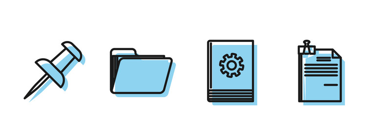 set line user manual push pin document folder vector image