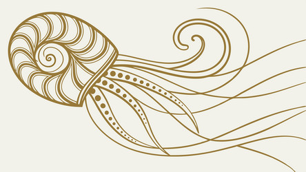 stylized nautilus shell in abstract swirl design vector image