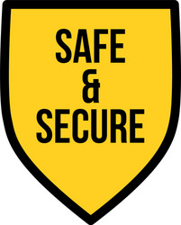 yellow shield safe and secured logo icon design vector