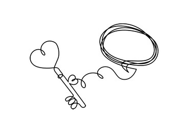 abstract heart-key with comment as continuous vector image