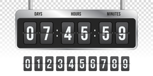 Flip countdown clock timer counter vector