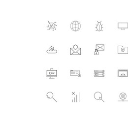 internet security linear thin icons set outlined vector image