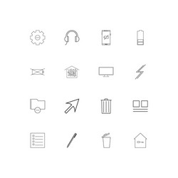 user interface simple linear icons set outlined vector image