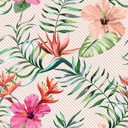 Tropical Hibiscus Leaves Pattern Vector Image