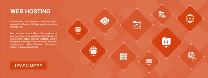 web hosting banner 10 icons conceptdomain name vector image