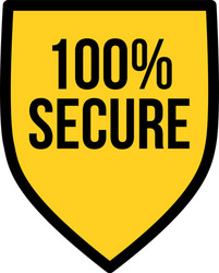 yellow shield 100 percent secured logo icon vector