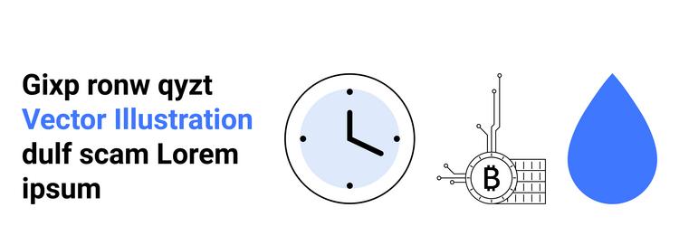 digital clock cryptocurrency coin with circuit vector image