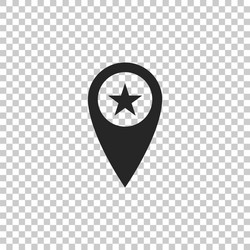 Map pointer with star icon isolated vector