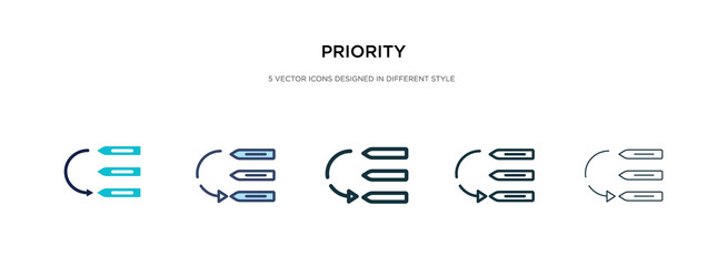 priority icon in different style two colored vector