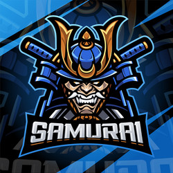samurai head esport mascot logo design Vector Image