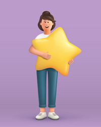 3d cartoon character young woman holding vector