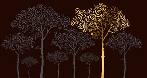 concept of gold pine silhouette vector image