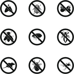 harmful insects icons set simple style vector