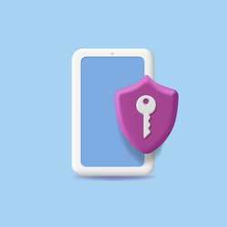 Mobile security icon shield and smartphone screen vector