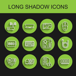 set line web camera video graphic card router vector image