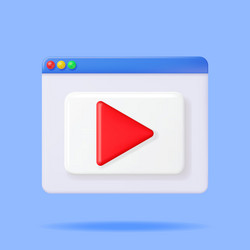 3d play button in browser window vector