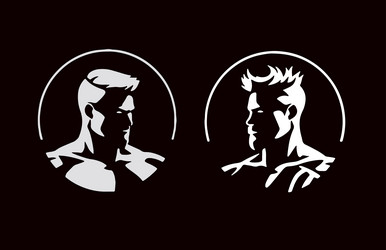 man profile icons strong face silhouette emblem vector