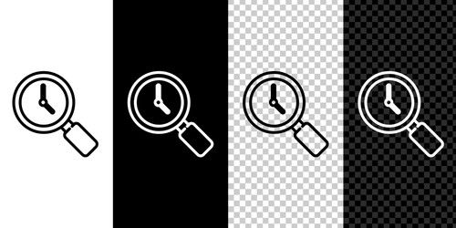 set line magnifying glass with clock icon isolated vector image