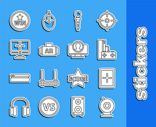 set line web camera tablet game console vector image