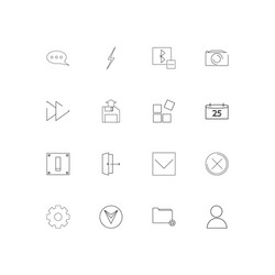 user interface simple linear icons set outlined vector image