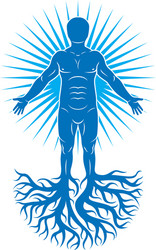 Art of human being made using tree roots eco vector