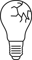 Broken bulb icon outline style vector