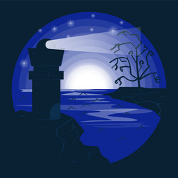 Negative color lighthouse sea style flat vector