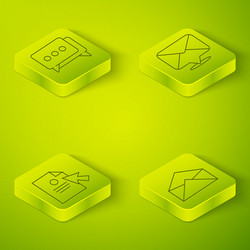 set isometric envelope document and cursor vector image