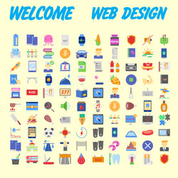 100 universal icons for web design on different vector image