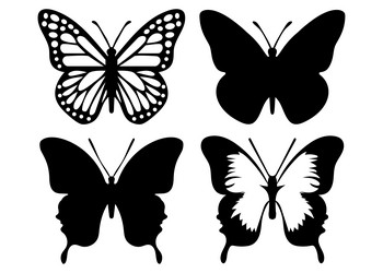 Butterfly silhouette hand drawn vector