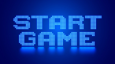 design of start game message pixel art 8 bit vector image