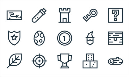video game elements line icons linear set quality vector image