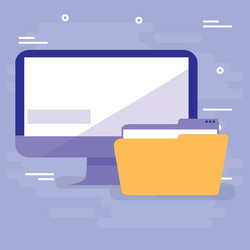desktop monitor with folder document vector image