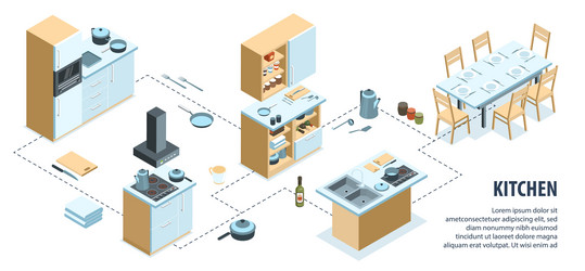 Living room kitchen interior Royalty Free Vector Image