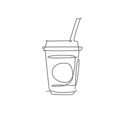 one single line drawing fresh soft drink vector