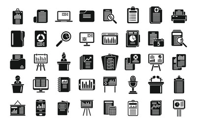 report icons set simple performance chart vector