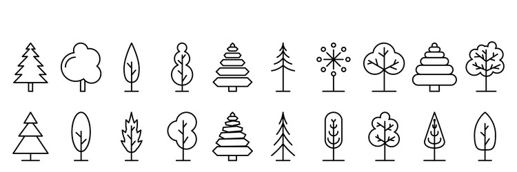 tree icons set linear different vector image