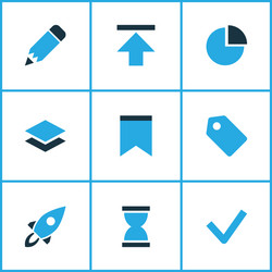 User icons colored set with checkmark edit vector