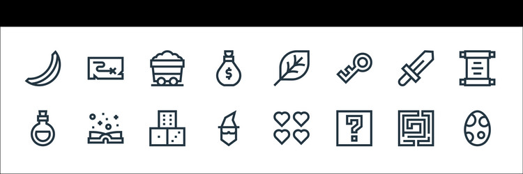 video game elements line icons linear set quality vector image