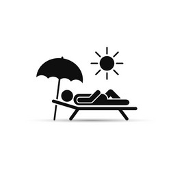 man relax on beach under an umbrella vector