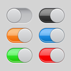 On and off toggle switch buttons colored set vector