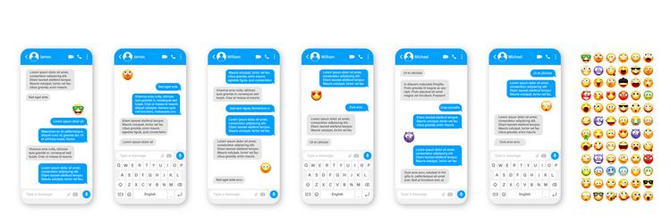 smartphone messaging app user interface design vector