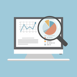 computer monitor with magnifying glass data vector image