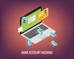 hacker activity computer and viruses bank account vector