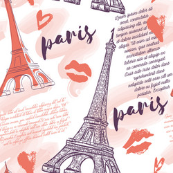 Romantic Paris Pattern with Eiffel Tower vector image