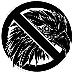 black silhouette of forbidden eagle head on white Vector Image